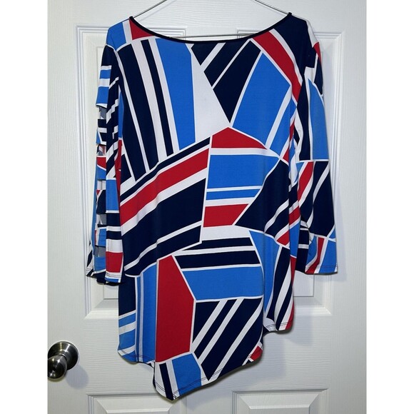 Alfred Dunner America's Cup Asymmetrical 3/4 Cut Out Sleeve Blouse Size Medium - Picture 6 of 8